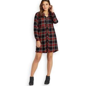 Maurices Red Plaid Shirt Dress NWT Size Medium